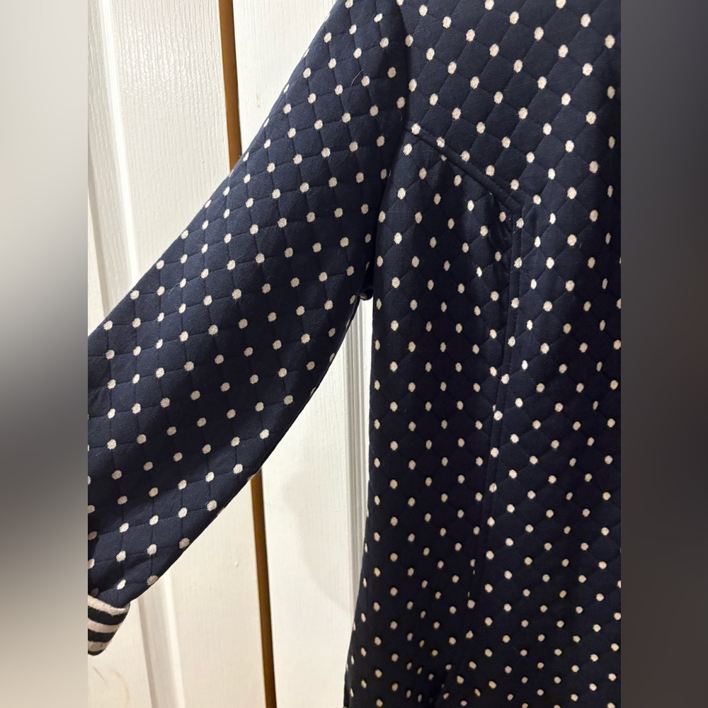 Boden Quilted Polka Dot Dress Navy White Pockets Preppy Chic - Picture 4 of 9